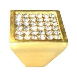 TIRADOR ZAMAK CUADRADO DORADO+CRISTAL 30X30