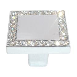 TIRADOR CUADRADO CROMO BRILLO+CRISTAL 35X35