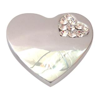TIRADOR ZAMAK CORAZON CROMO BRILLO+CRISTAL 35X41
