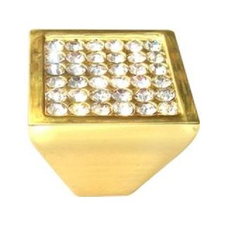 TIRADOR ZAMAK CUADRADO DORADO+CRISTAL 30X30