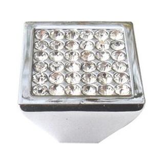 TIRADOR ZAMAK CUADRADO CROMO BRILLO+CRISTAL 30X30